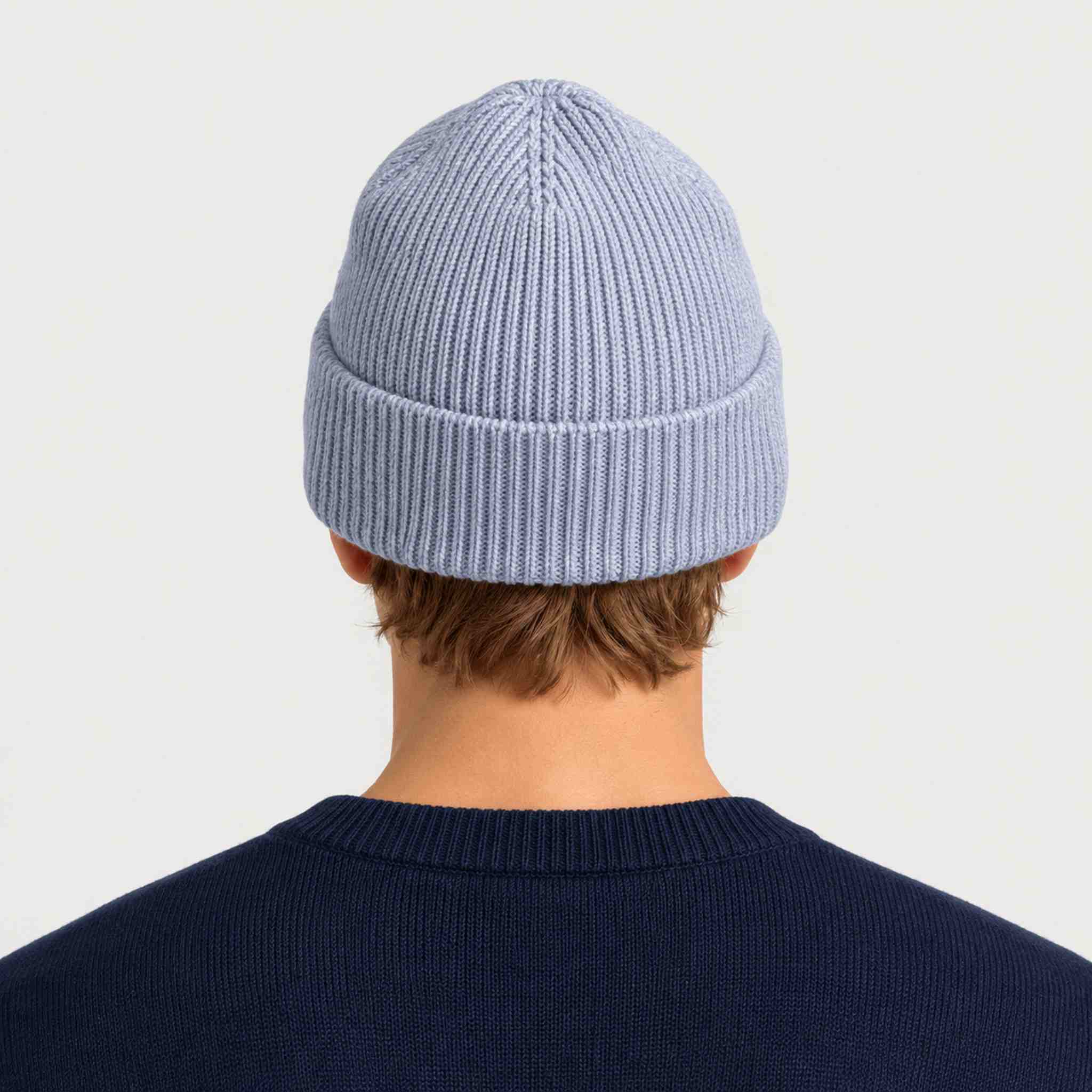Dale of Norway Bouvet Beanie in Light Blue - male back