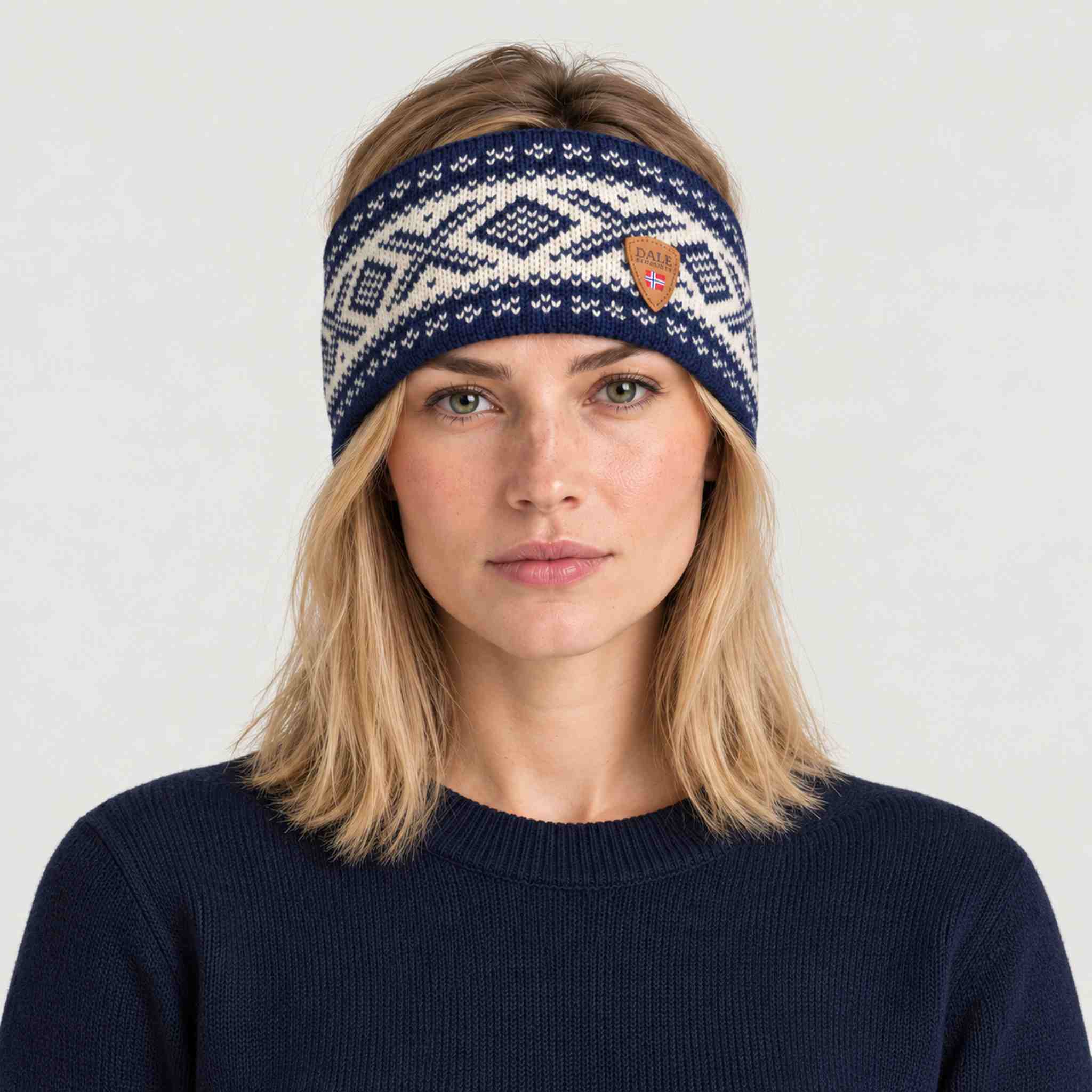 Dale of Norway Cortina 1956 Headband in Navy - female front