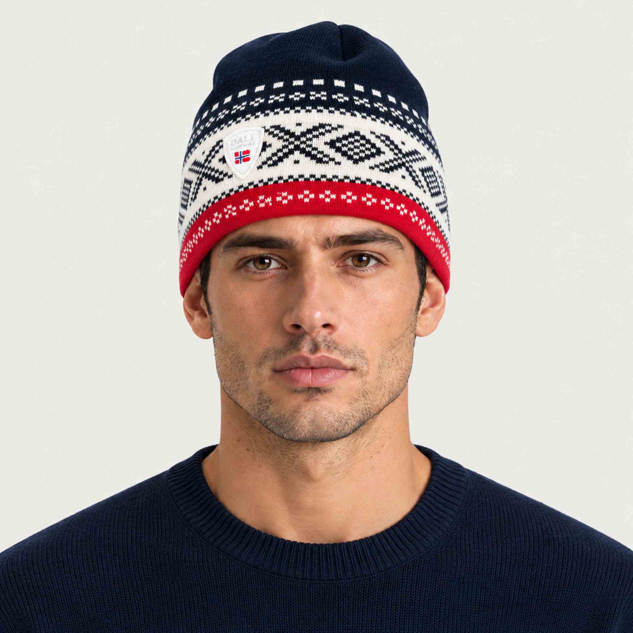 Dale of Norway Dystingen Hat in Navy/Raspberry - male front