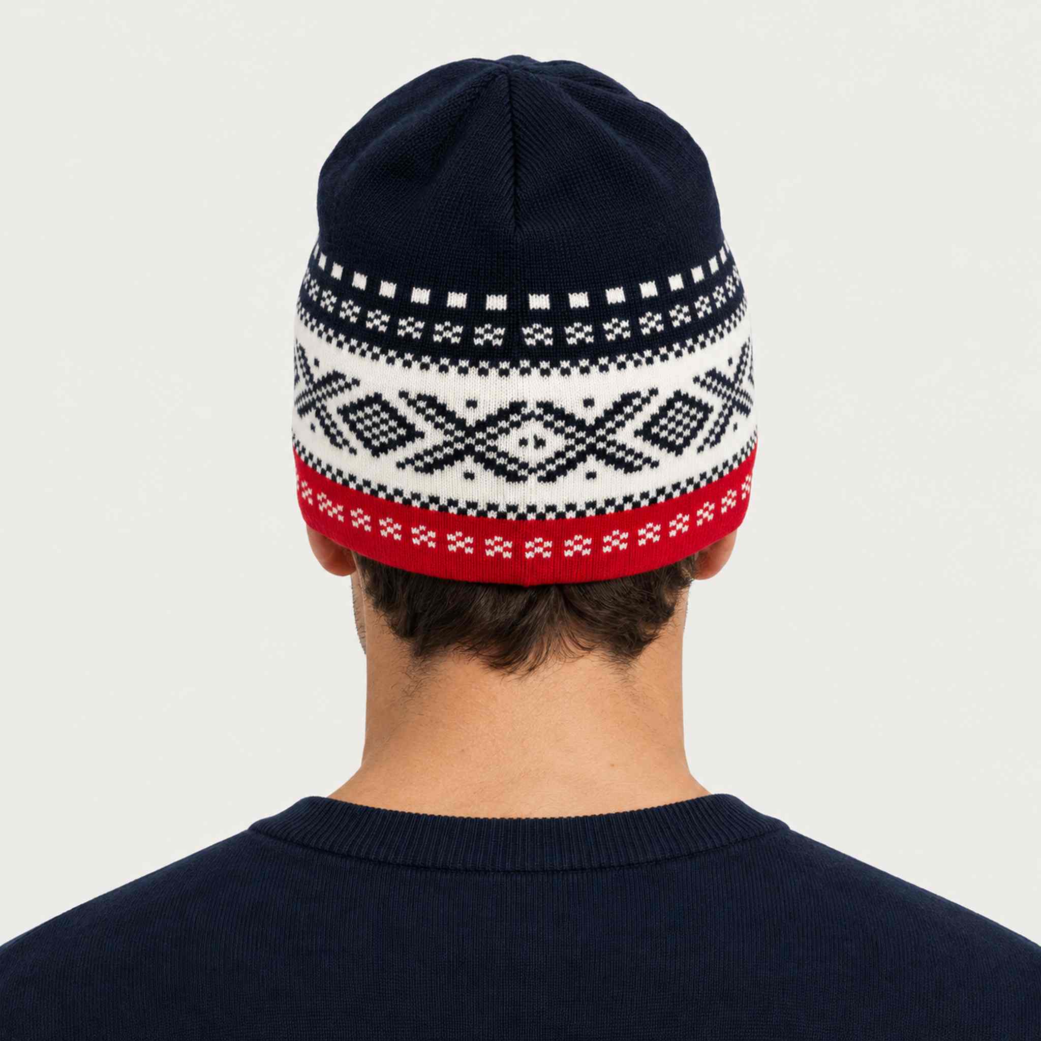 Dale of Norway Dystingen Hat in Navy/Raspberry - male back