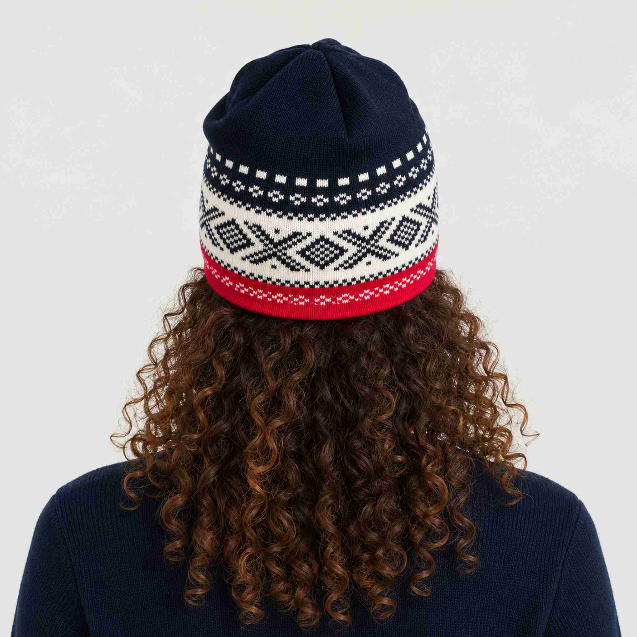 Dale of Norway Dystingen Hat in Navy/Raspberry - female back