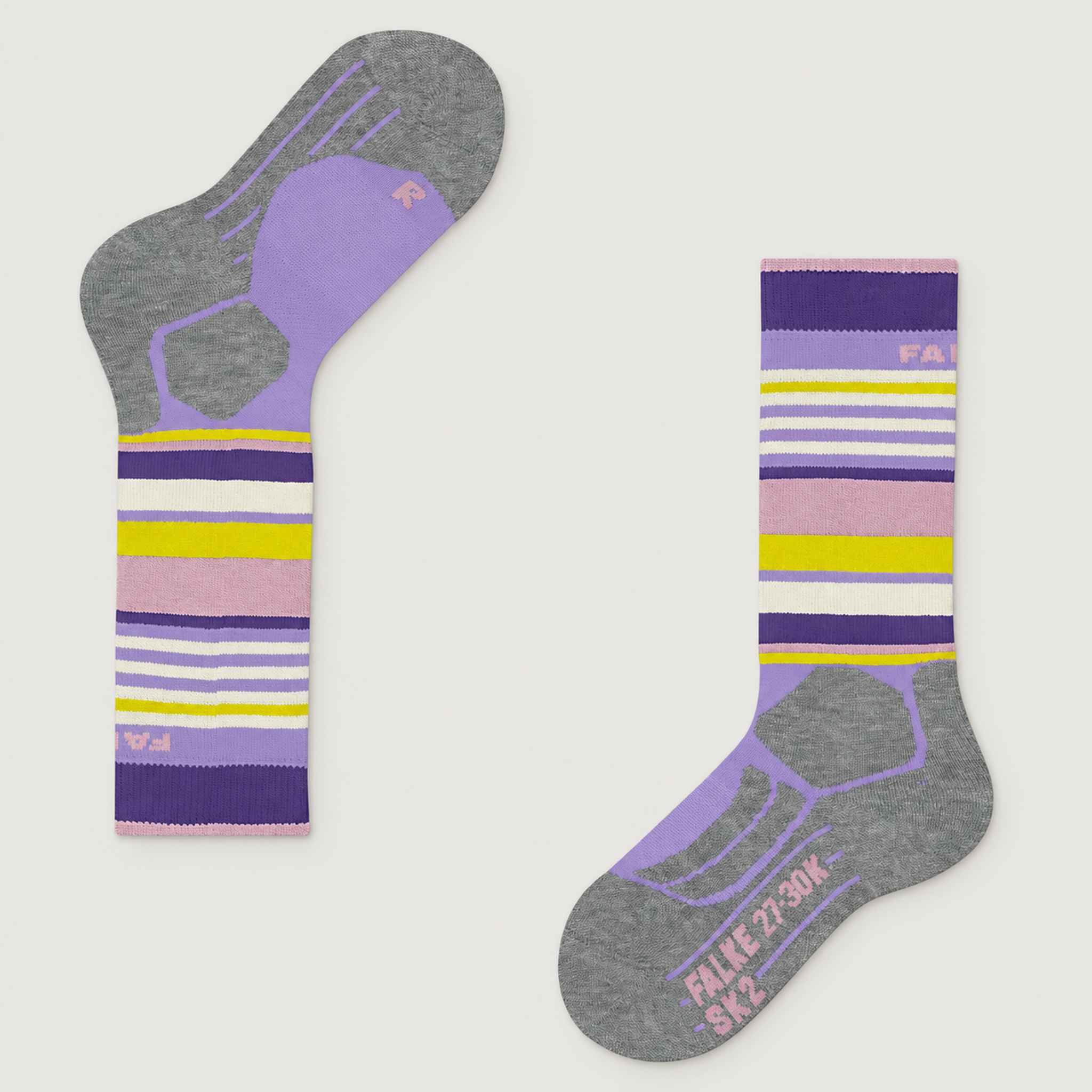 Falke SK2 Kids Ski Socks in Light Lilac – flat view product view