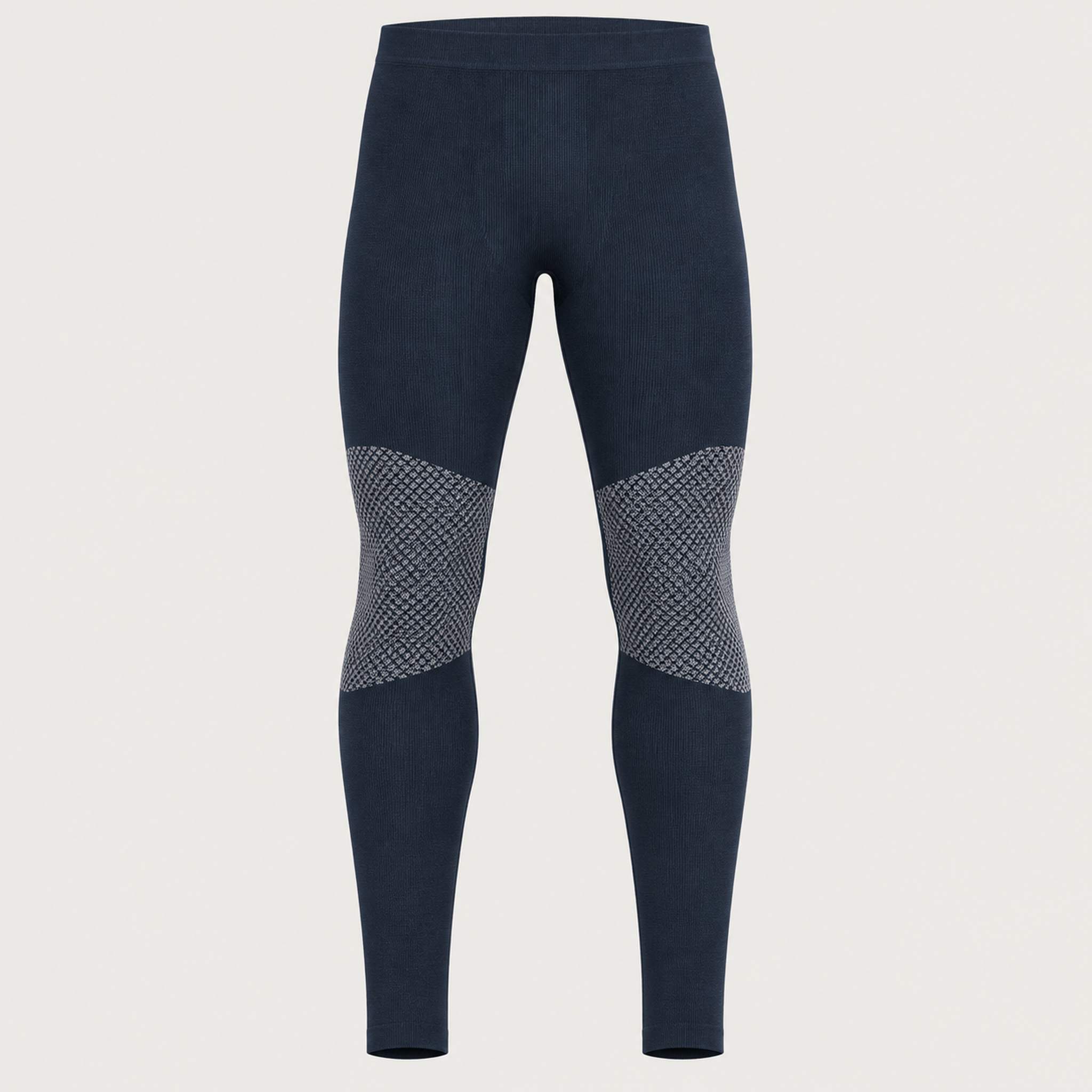 FALKE men's Thermozone full length baselayer leggings in Space Blue – front view