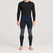 FALKE men's Thermozone full length baselayer leggings in Space Blue – model front view