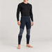 FALKE men's Thermozone full length baselayer leggings in Space Blue – model angle view