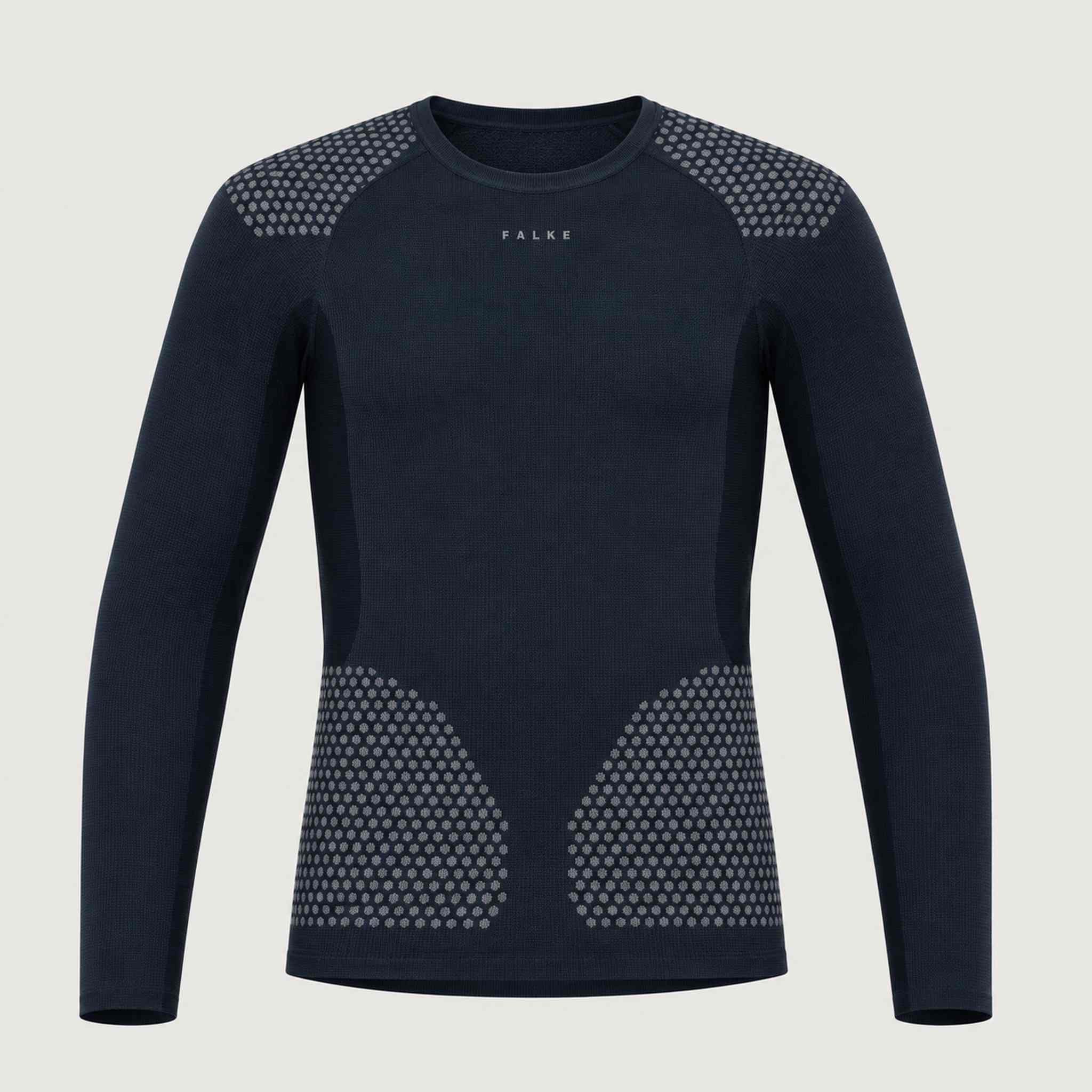 FALKE men's Thermozone baselayer top in Space Blue – front view