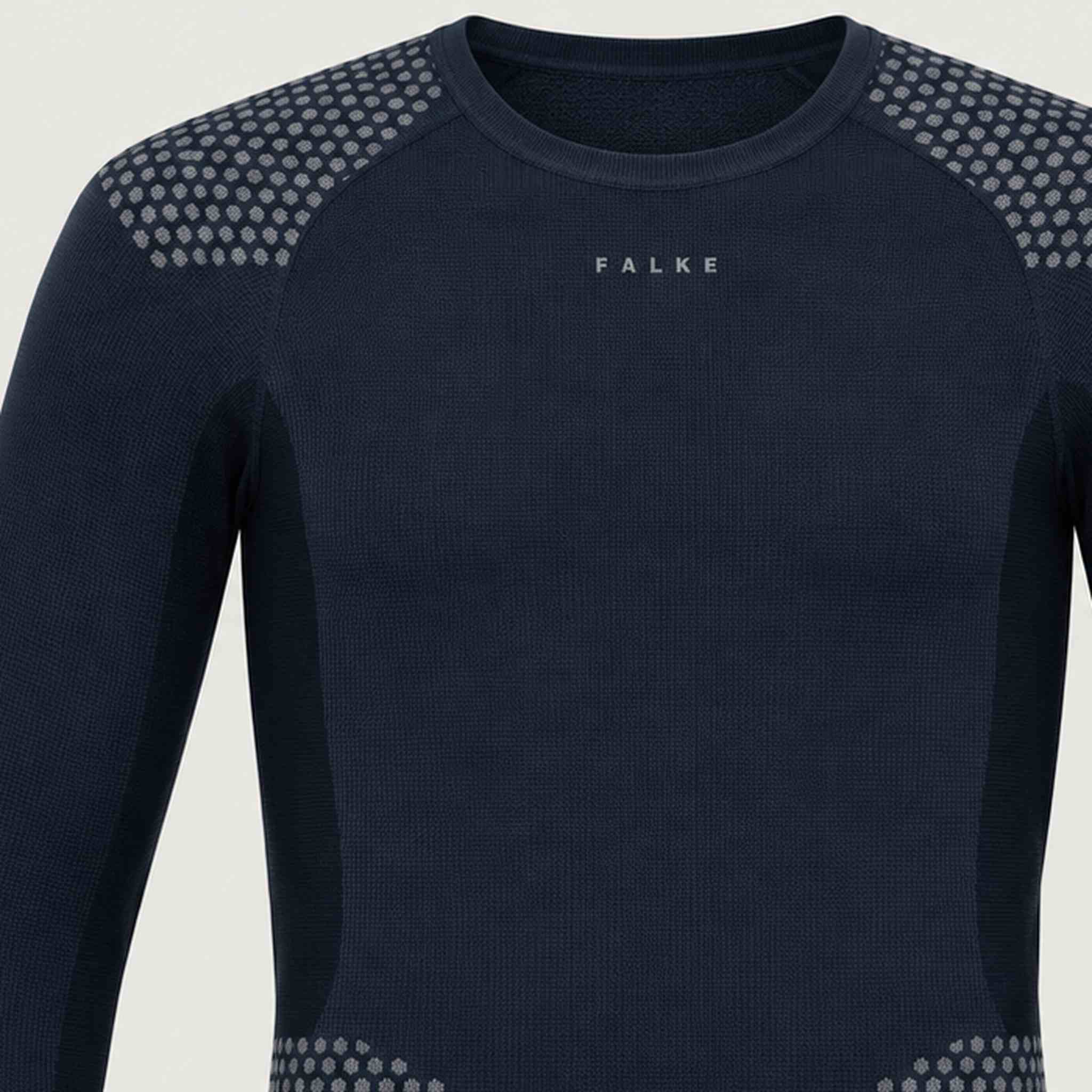 FALKE men's Thermozone baselayer top in Space Blue – feature detail view
