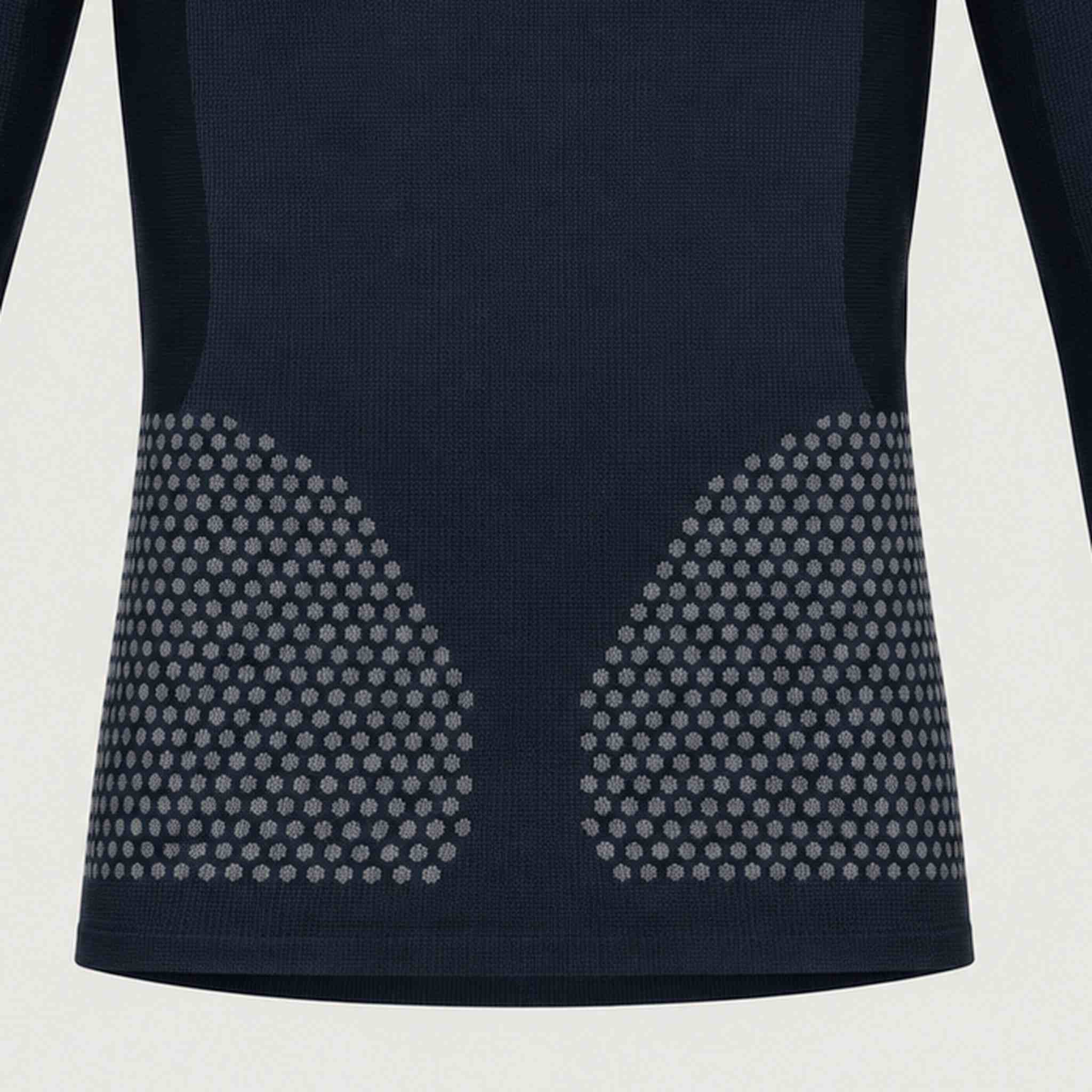 FALKE men's Thermozone baselayer top in Space Blue – knit detail view