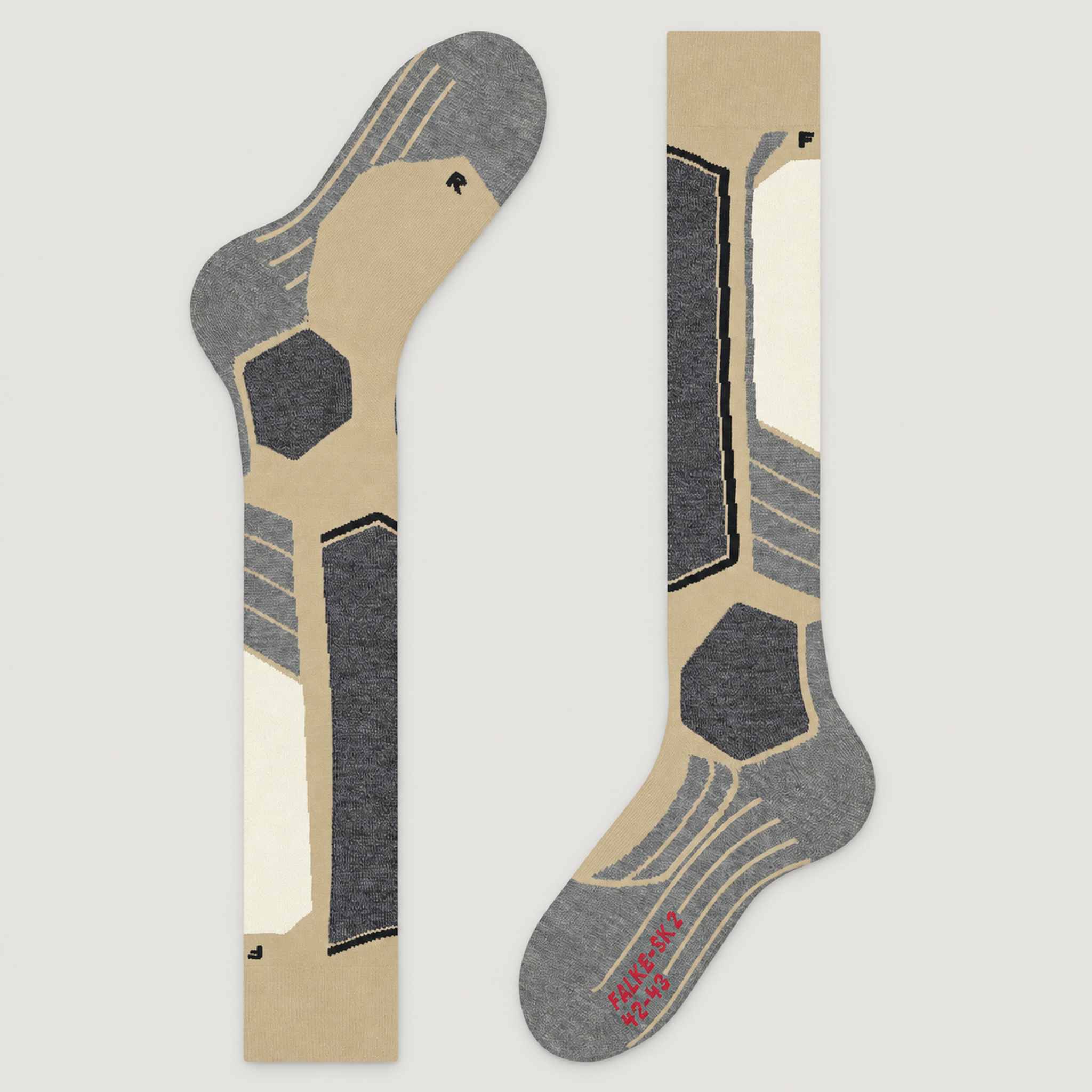 Falke SK2 Women’s Ski Socks in Straw – flat view product view
