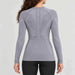 FALKE women's Wool Tech baselayer top in grey – model back view