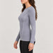 FALKE women's Wool Tech baselayer top in grey – model side view