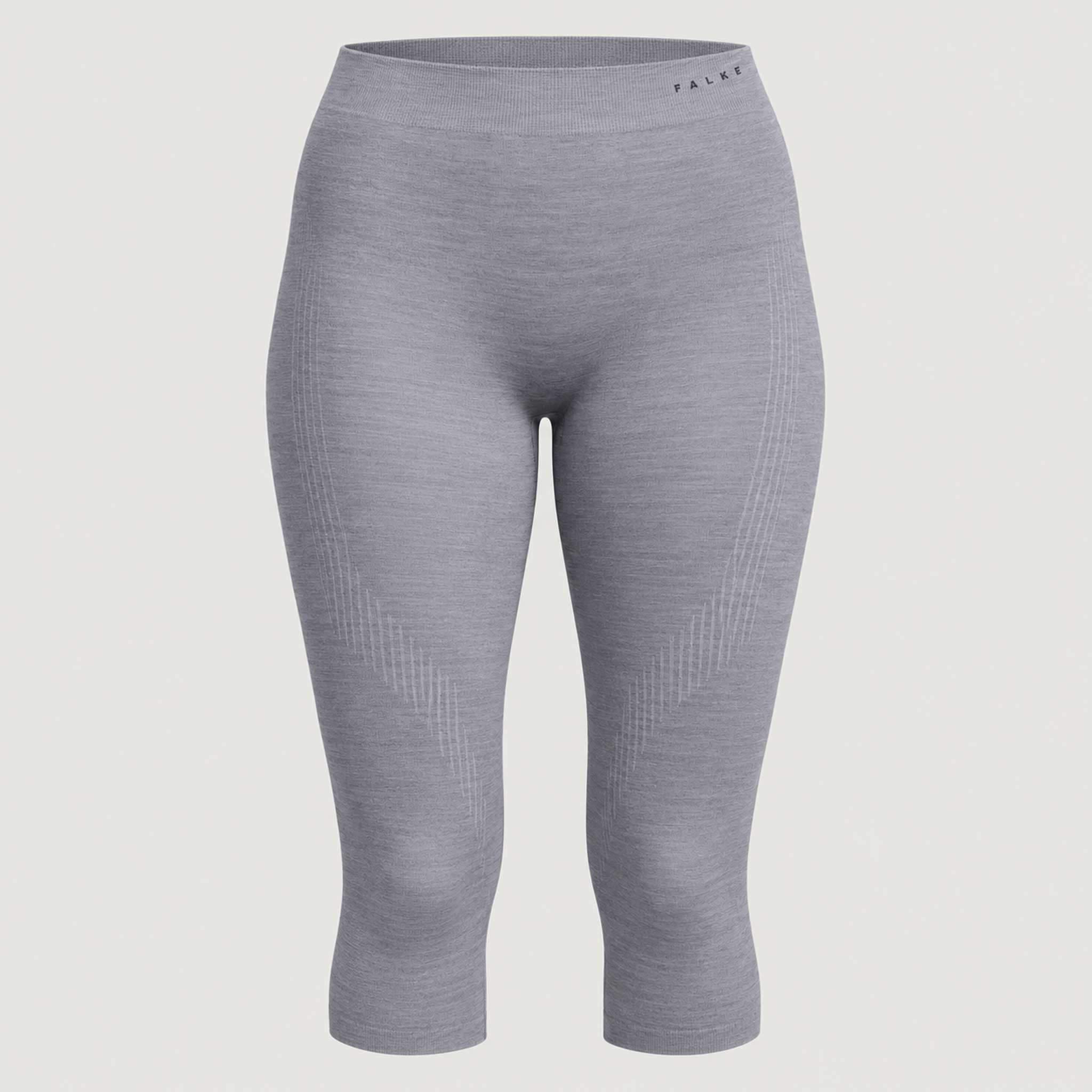 Falke women's Wool Tech 3/4 Leggings in Grey – front