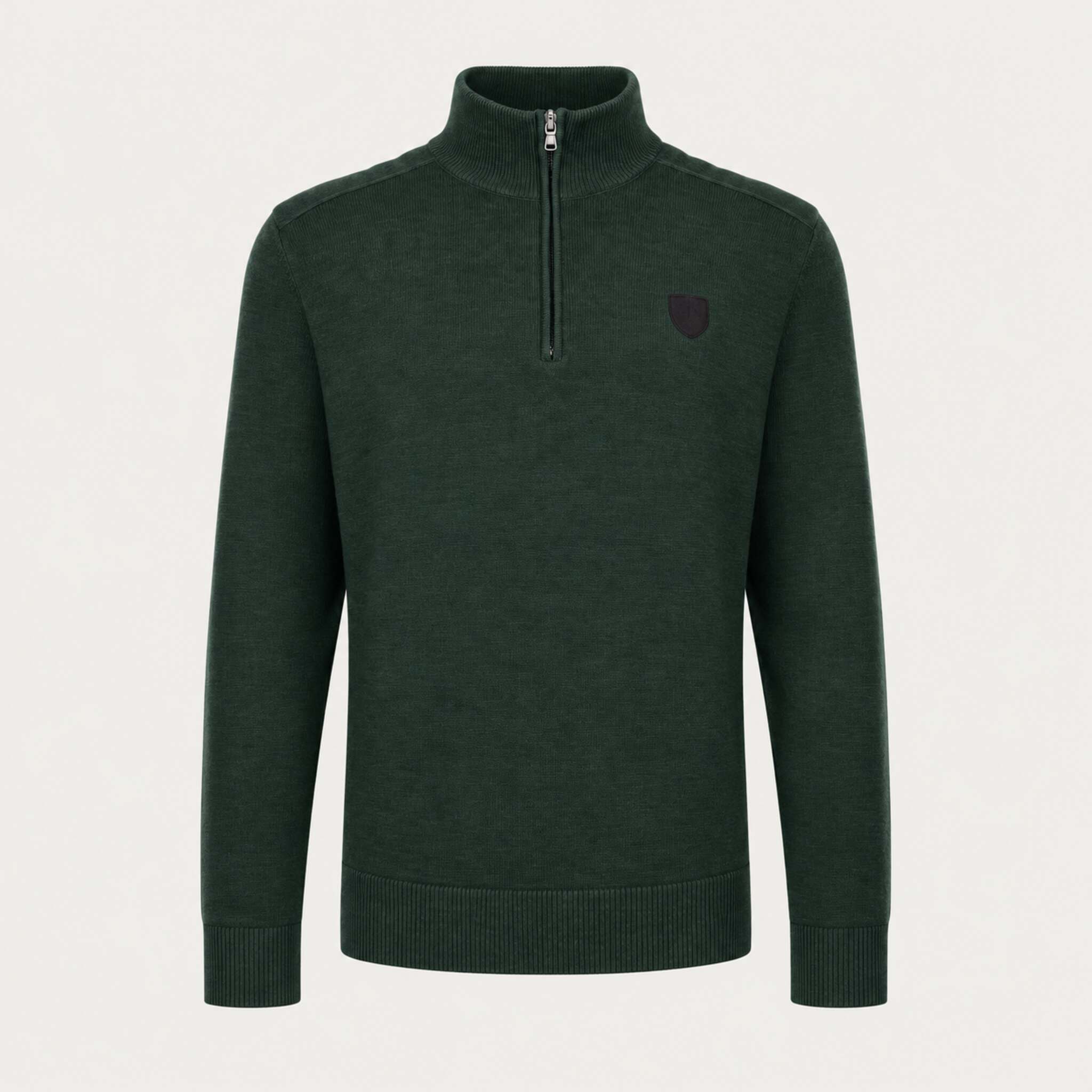 Fera men's Carlos Sweater in Hunter Green, front view.