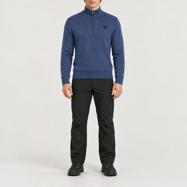 Fera men's Carlos Sweater in Marina Blue, front view on model.