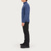 Fera men's Carlos Sweater in Marina Blue, side view on model.