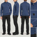 Fera men's Carlos Sweater in Marina Blue, close-up showing fabric and design.