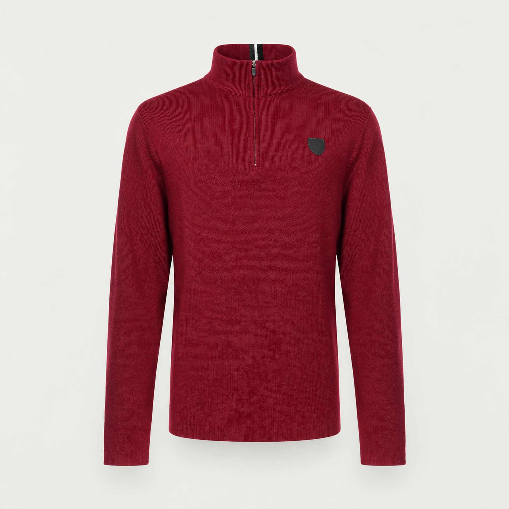 Fera mens Cruz Sweater in Rich Red, product front.