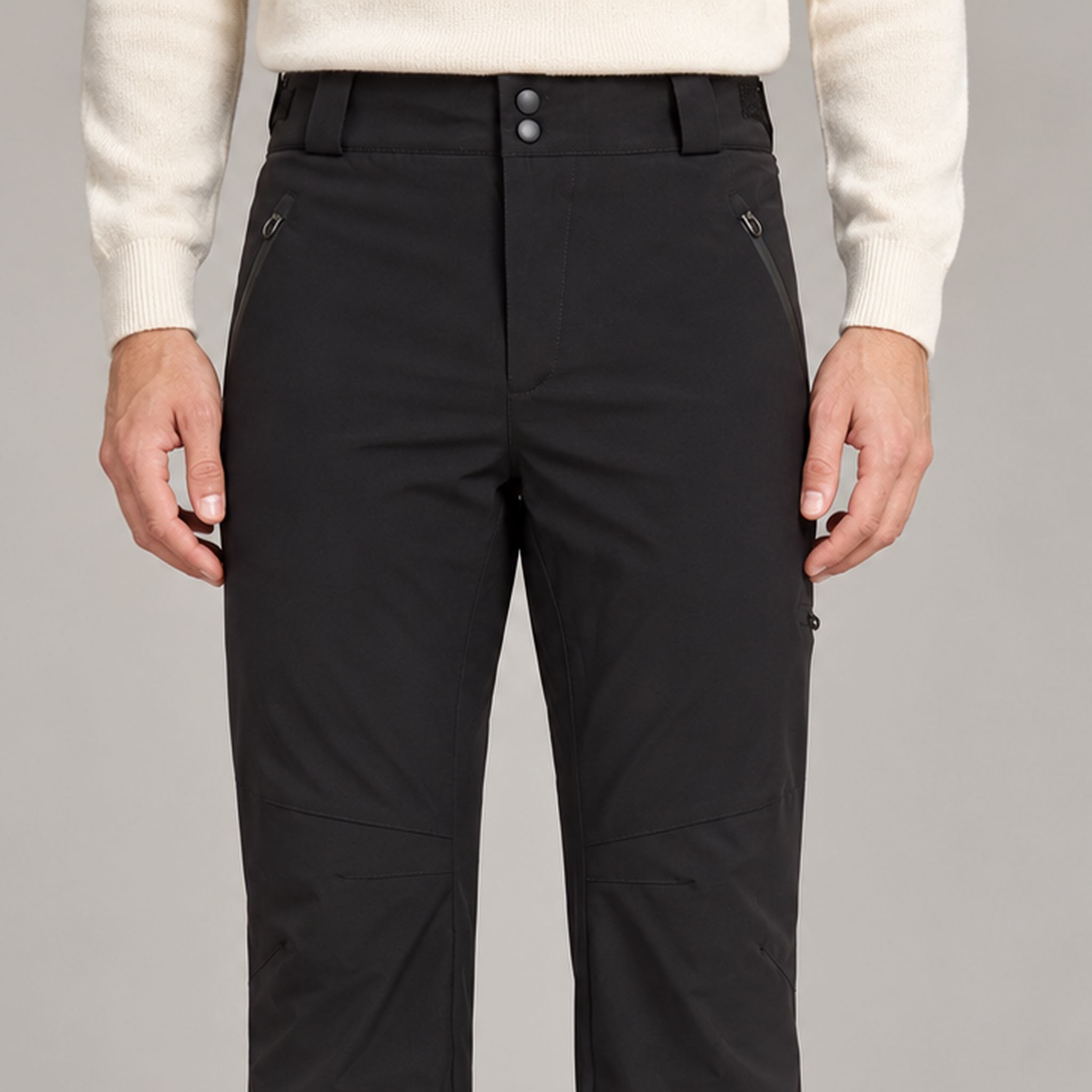 Fera men's Davos Pant in Black, waistband detail