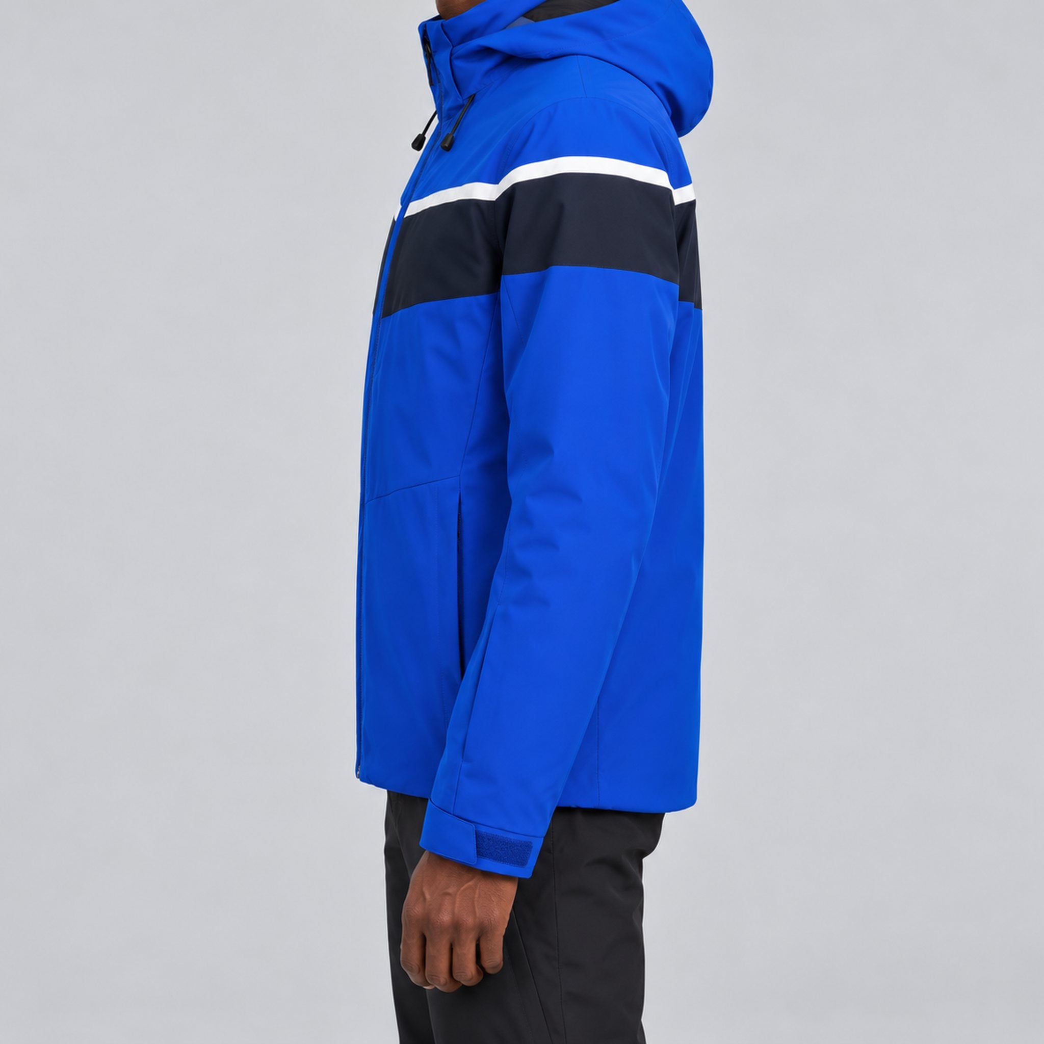 Fera mens Maddox Ski Jacket Cobalt, model side.