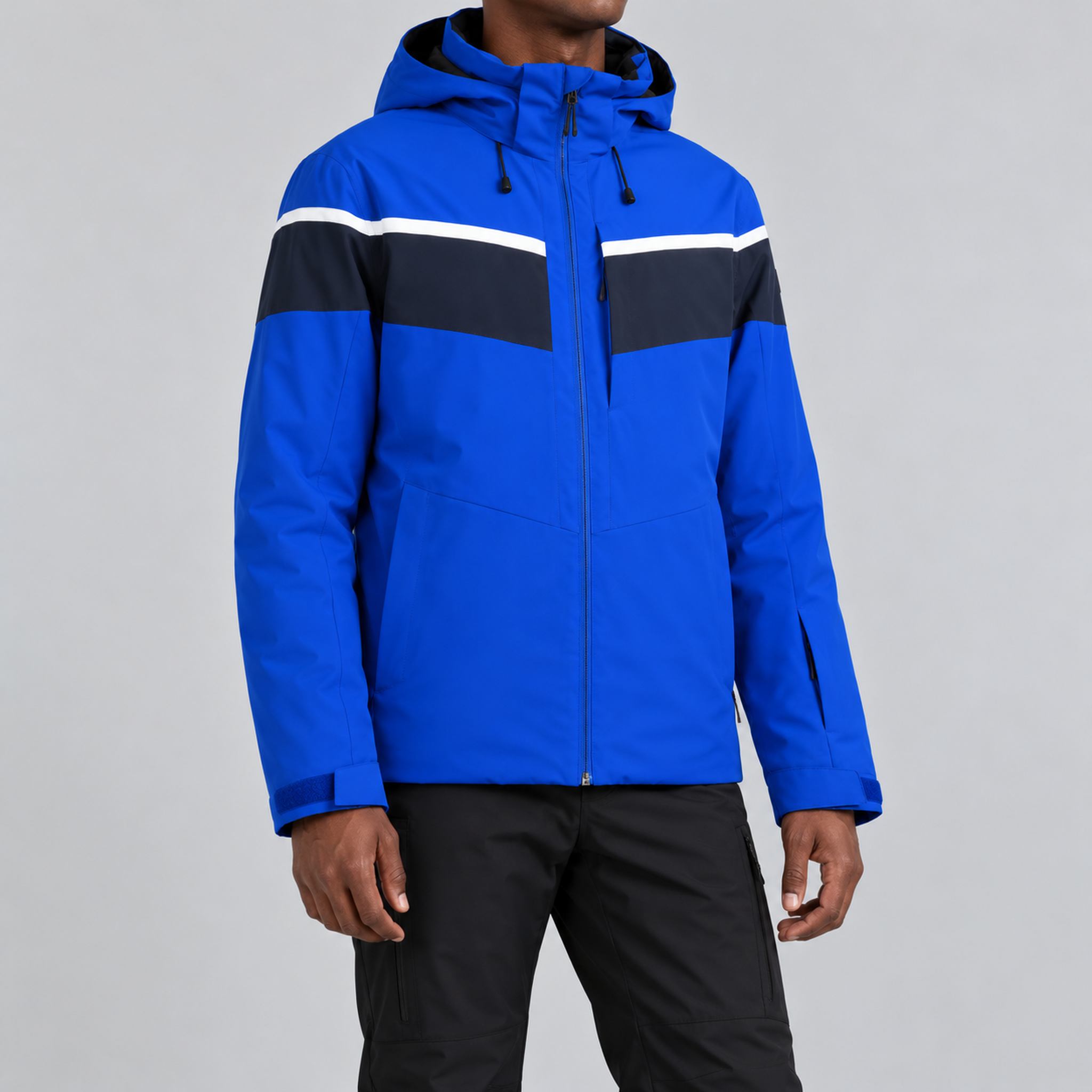 Fera mens Maddox Ski Jacket Cobalt, model outfit.
