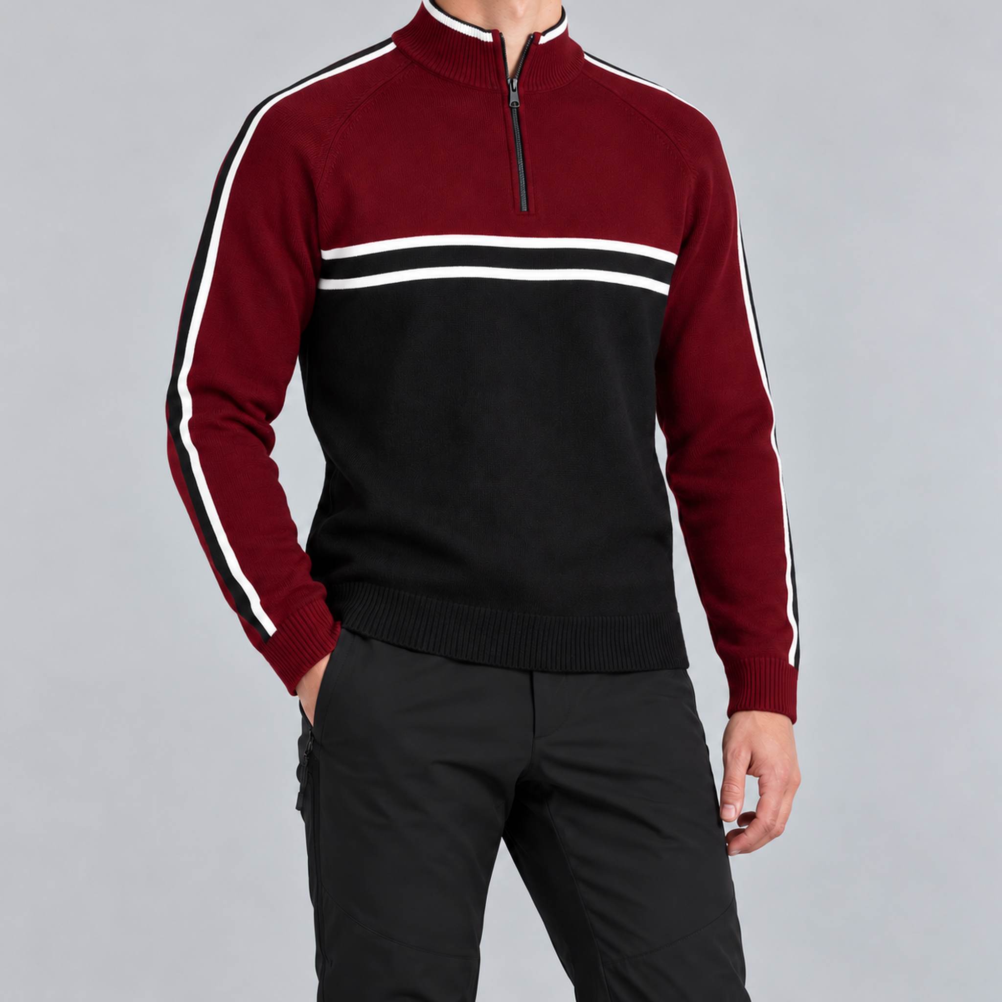 Fera Mathias Sweater Rich Red, model outfit