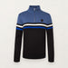 Fera mens Ronan Sweater in Marina Blue/Black, product front.