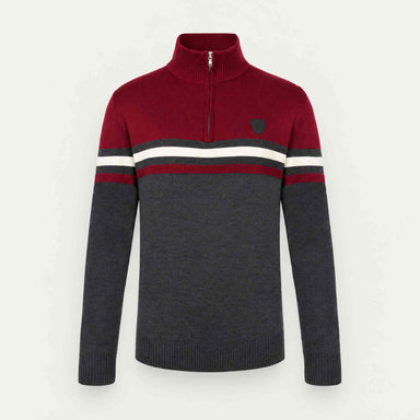Fera mens Ronan Sweater in Rich Red, product front.