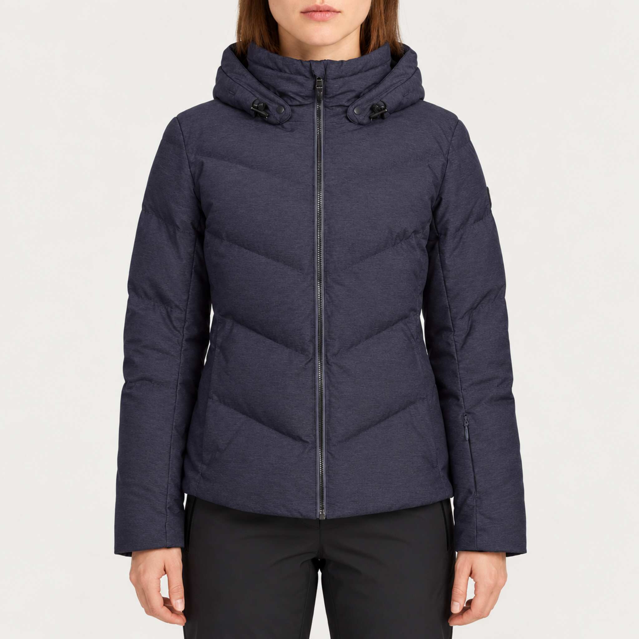 Fera women's Amy Ski Jacket in Indigo, front view on model.