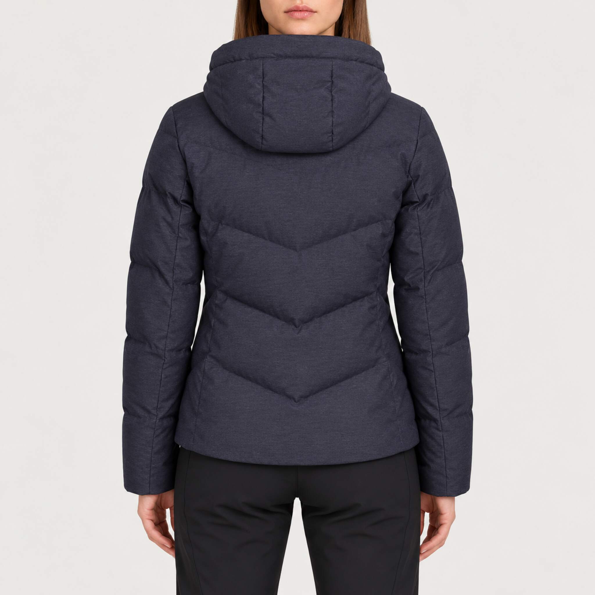 Fera women's Amy Ski Jacket in Indigo, back view on model.