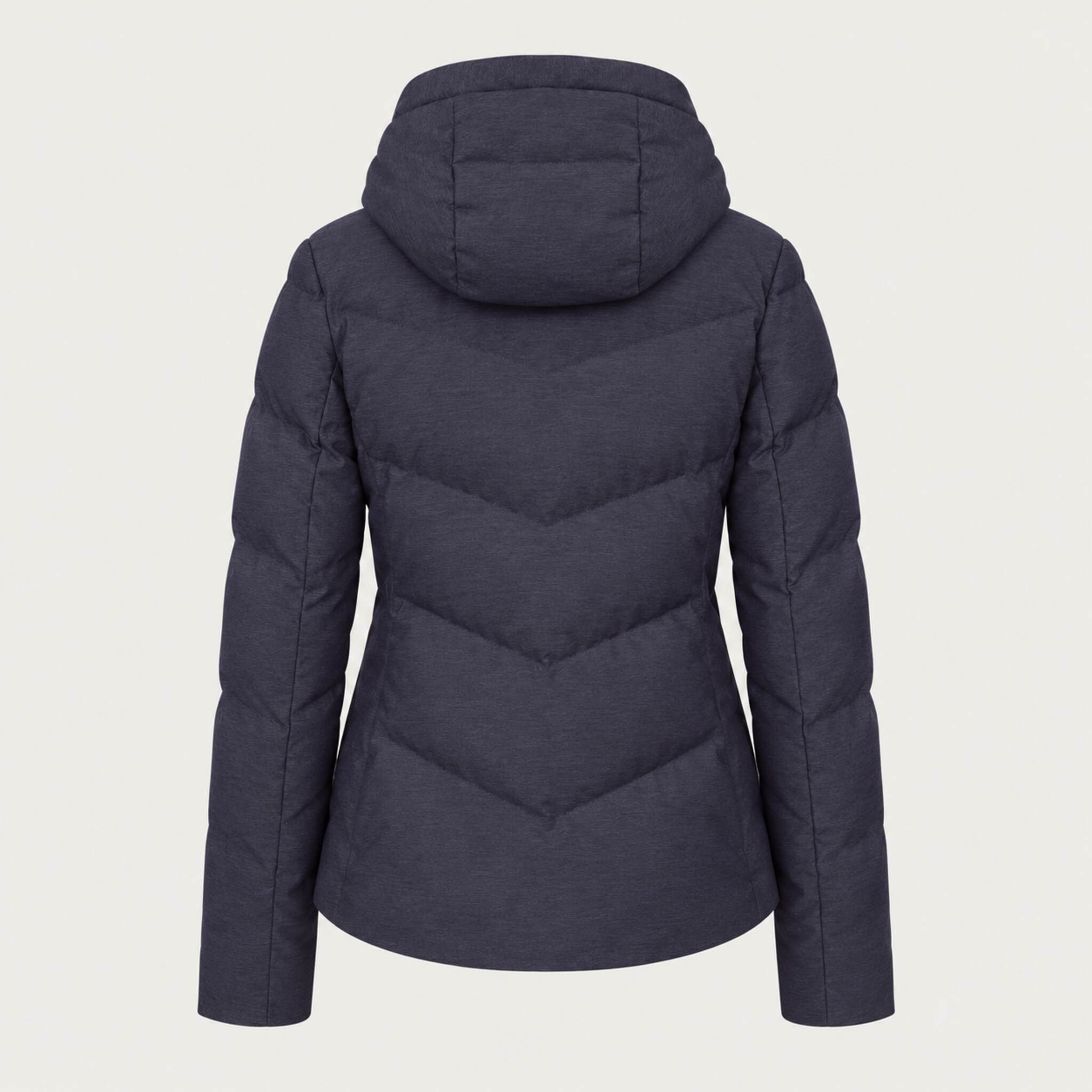 Fera women's Amy Ski Jacket in Indigo, back view.