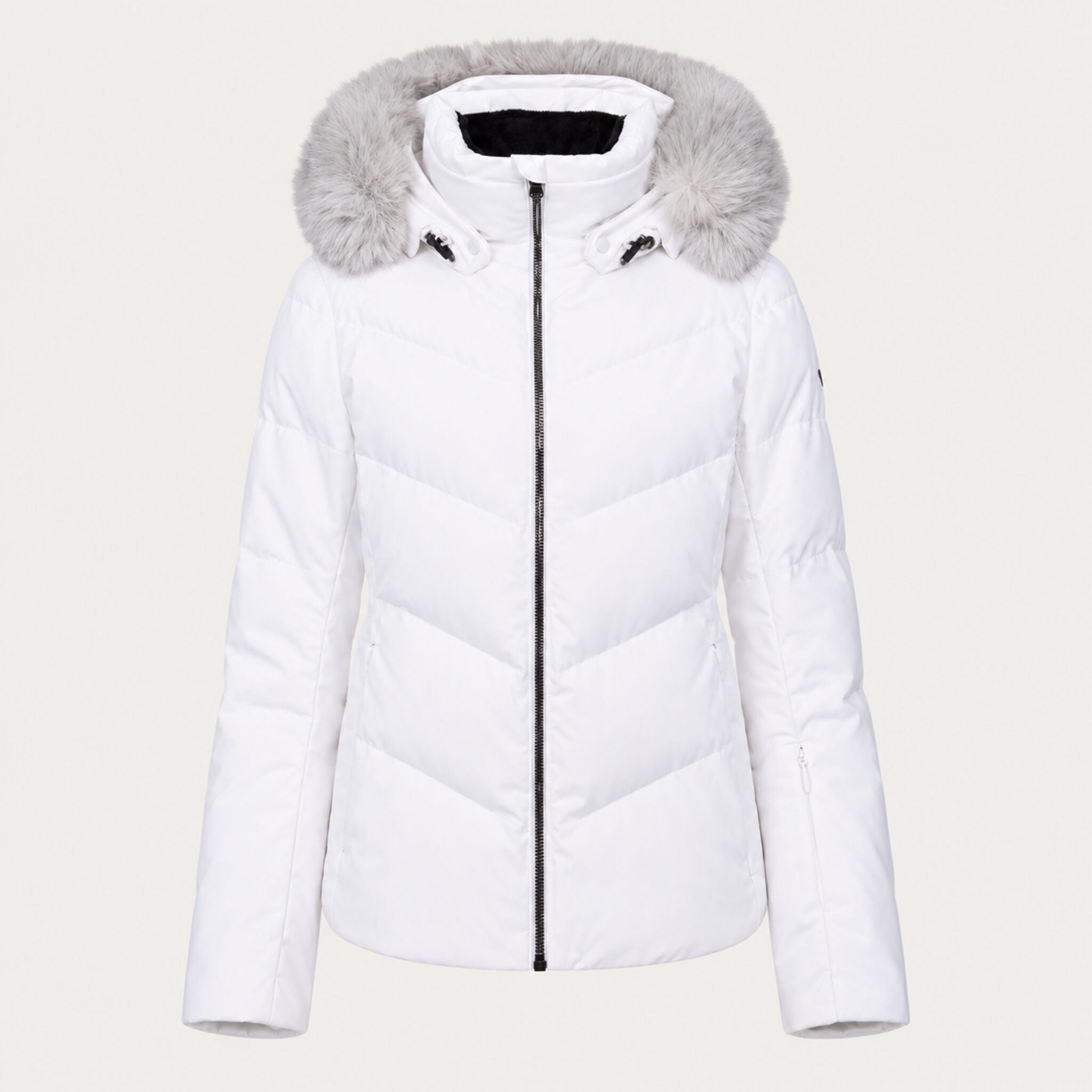 Fera women's Amy Ski Jacket in White, front view.