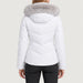 Fera women's Amy Ski Jacket in White, back view on model.
