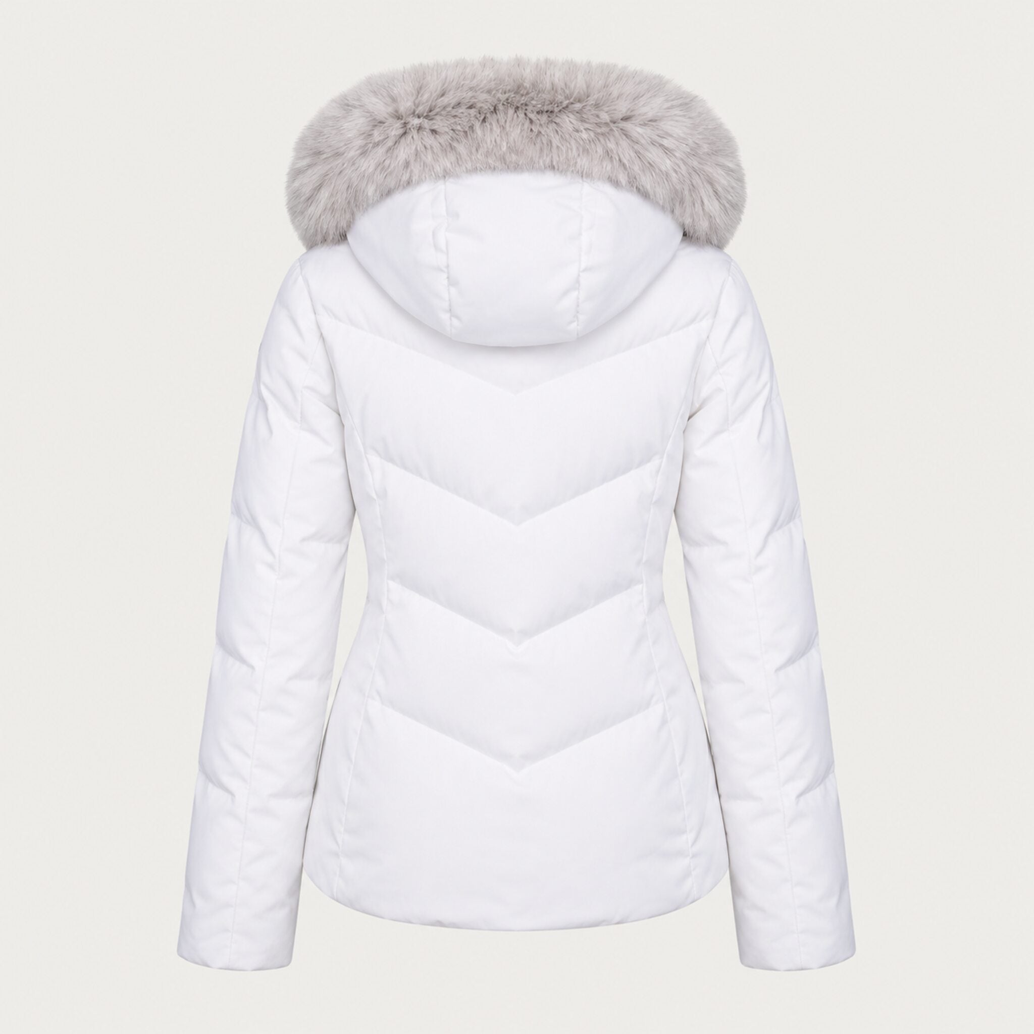 Fera women's Amy Ski Jacket in White, back view.