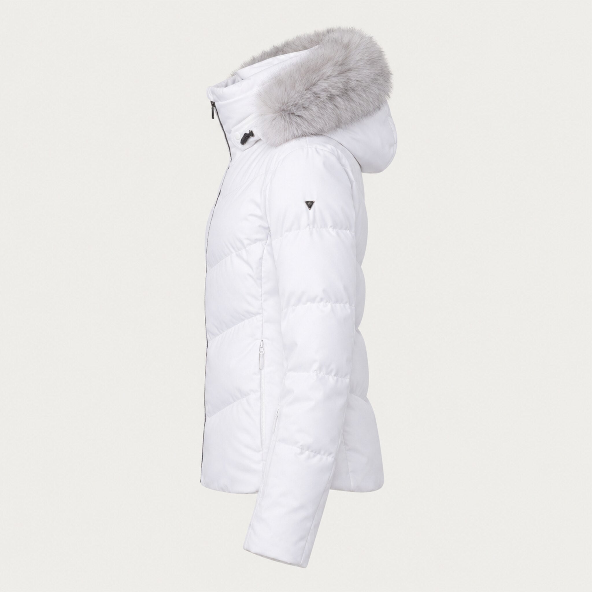 Fera women's Amy Ski Jacket in White, side view.