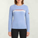 Fera women's Apres Sweater in Sky Blue, front on model.