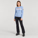 Fera women's Apres Sweater in Sky Blue, full outfit on model.