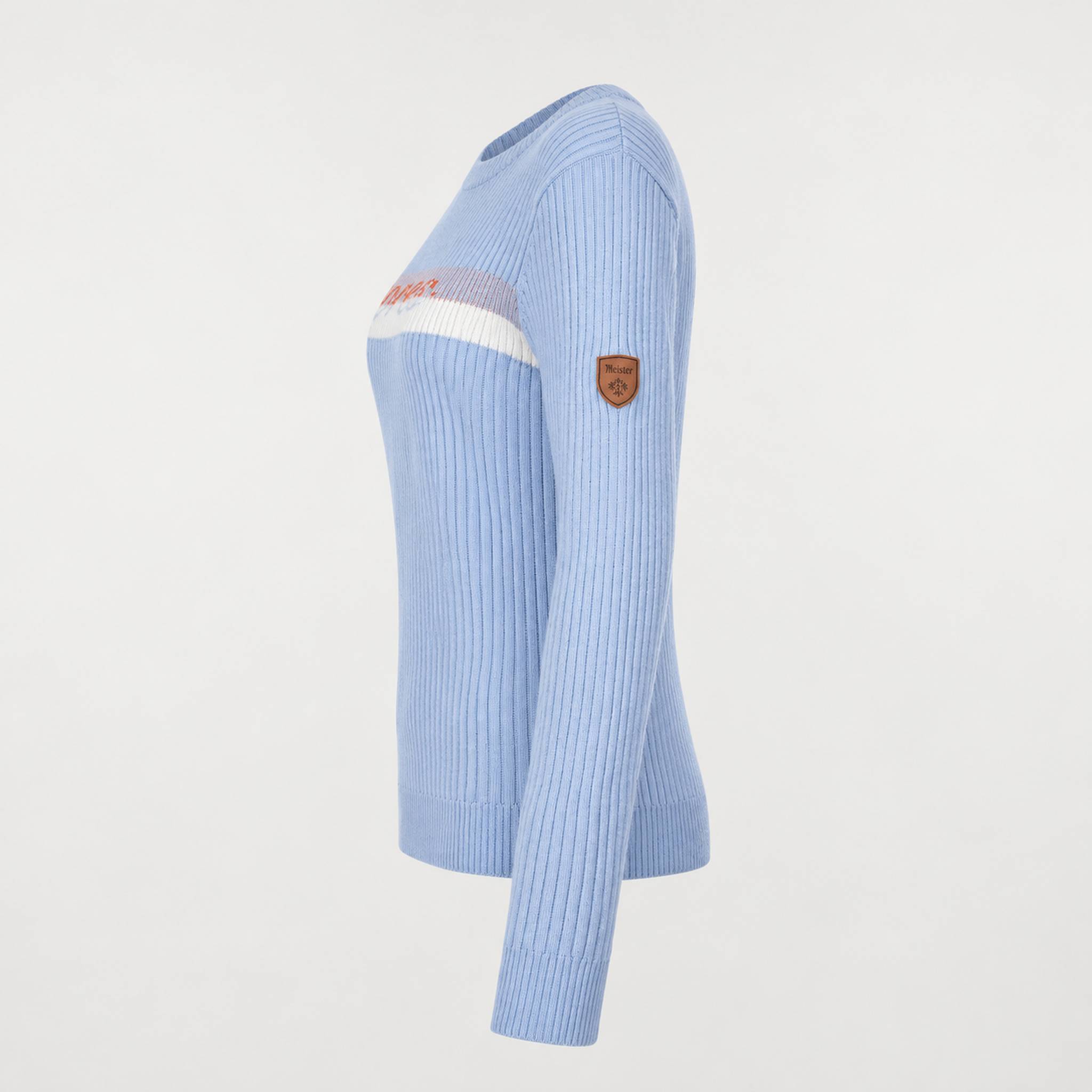 Fera women's Apres Sweater in Sky Blue, product left side.