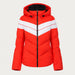 Fera women's Ariel Ski Jacket in Flame Red/White, front view.