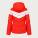 Fera women's Ariel Ski Jacket in Flame Red/White, back view.