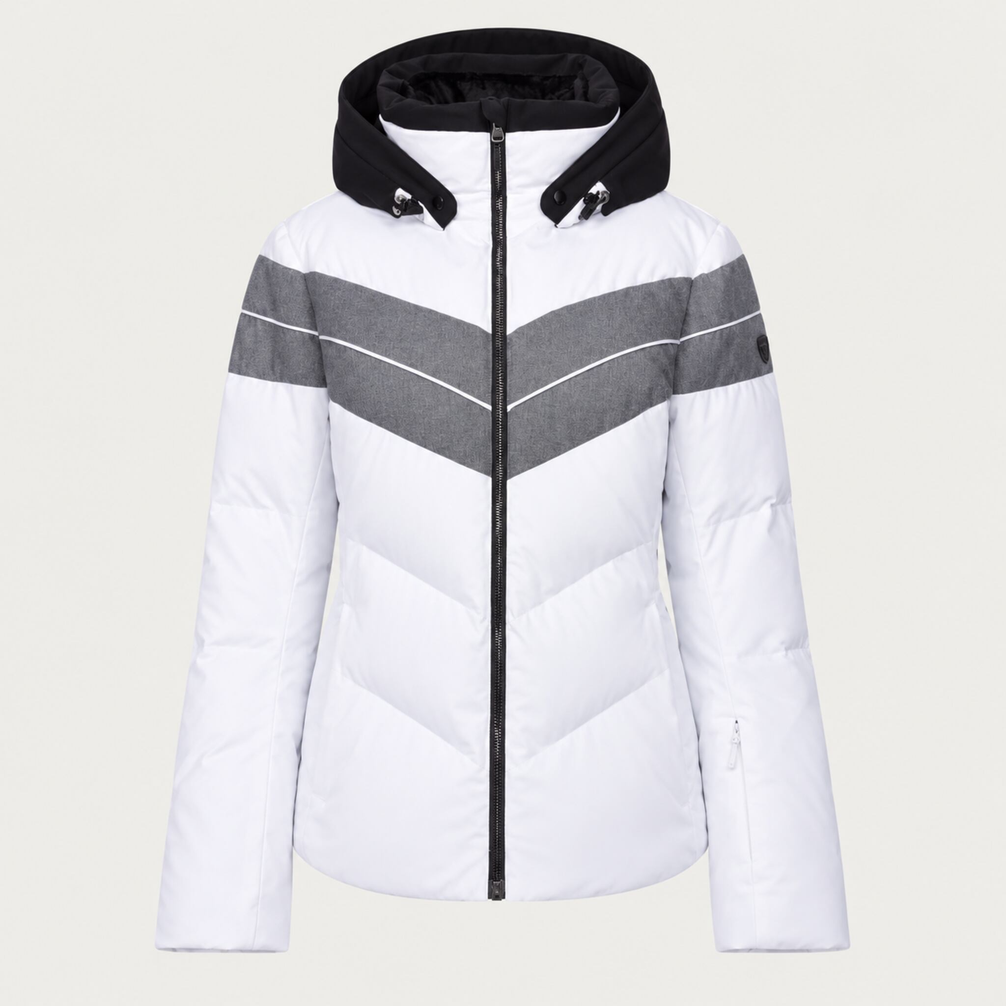 Fera women's Ariel Ski Jacket in White, front view.