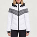 Fera women's Ariel Ski Jacket in White, front view on model.