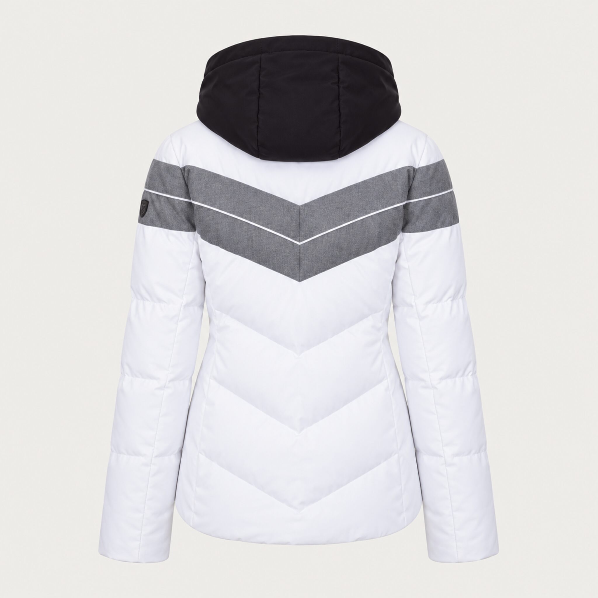 Fera women's Ariel Ski Jacket in White, back view.