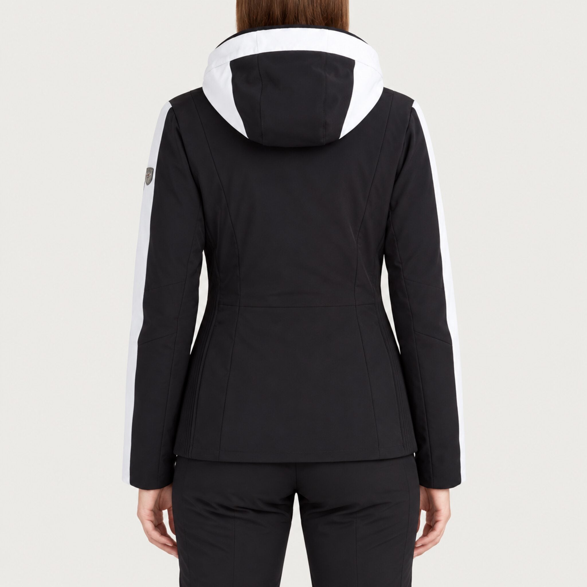 Fera women's Daniella Ski Jacket in Black, back view on model.