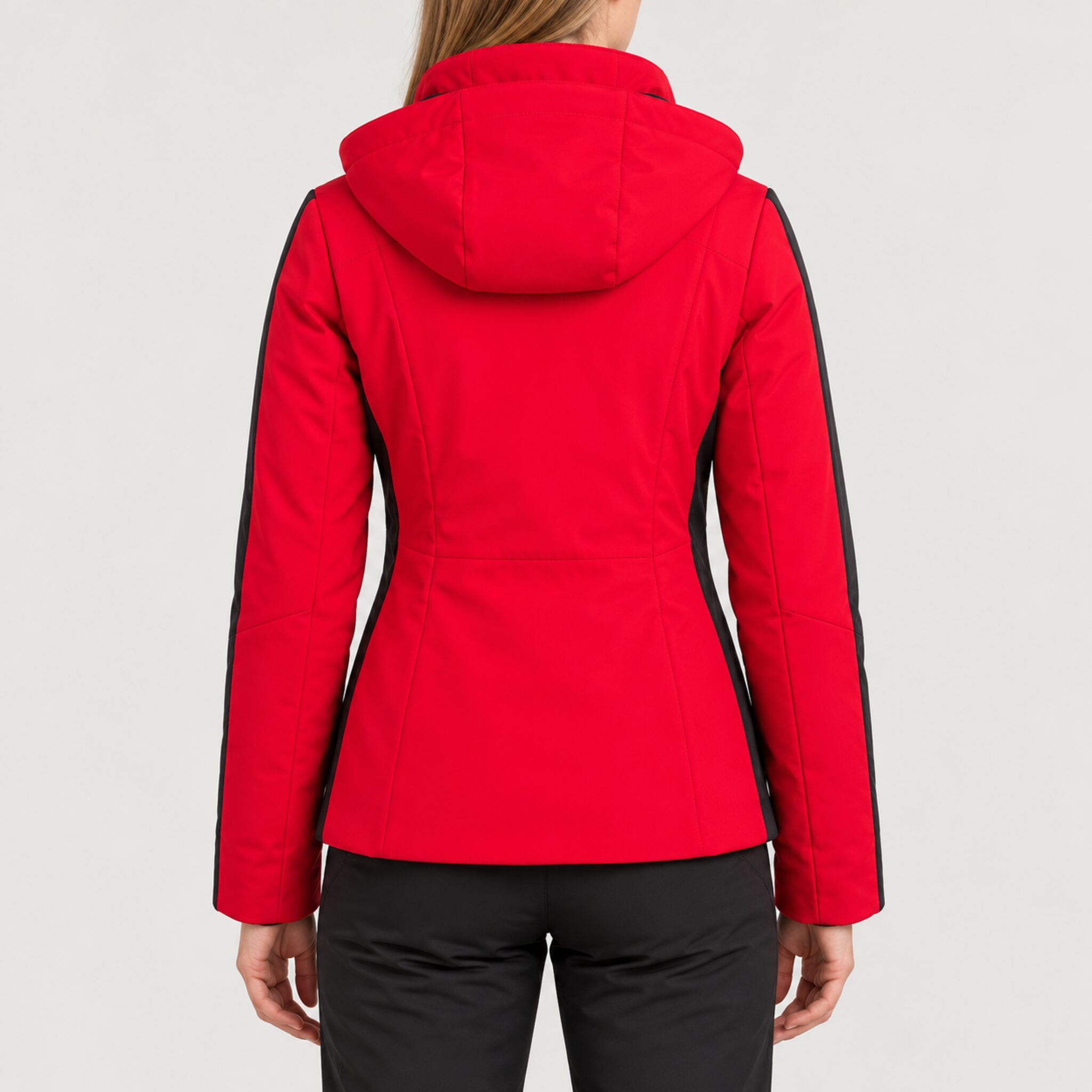 Fera women's Daniella Ski Jacket in Red, back view on model.