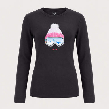 Fera women's Goggle Tee in Black, front view.