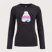 Fera women's Goggle Tee in Black, front view.