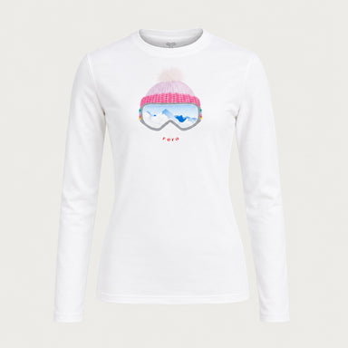Fera women's Goggle Tee in White, front view.