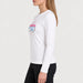 Fera women's Goggle Tee in White, side view on model.