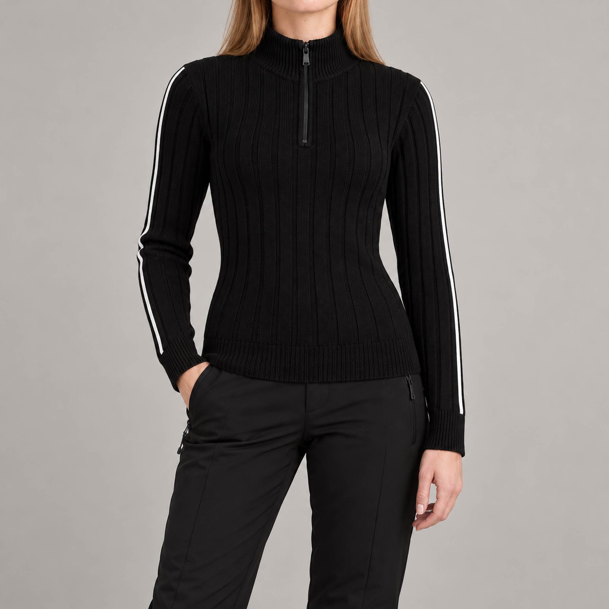 Fera women's Jeannie Sweater in Black, model outfit