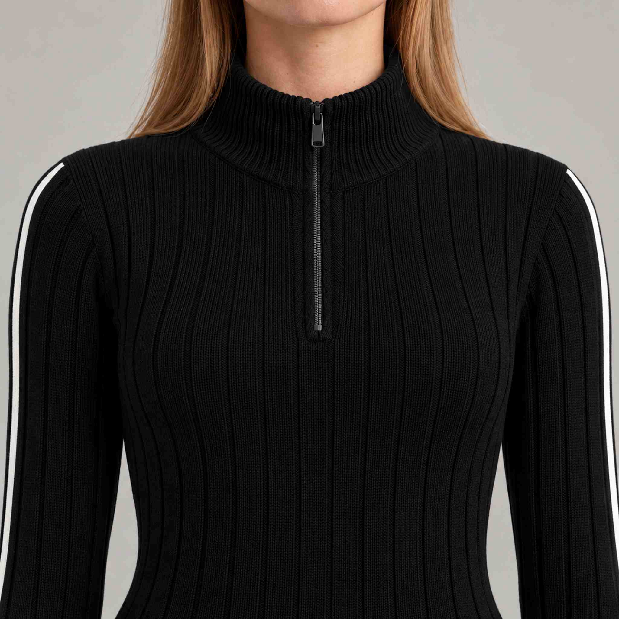 Fera women's Jeannie Sweater in Black, collar detail